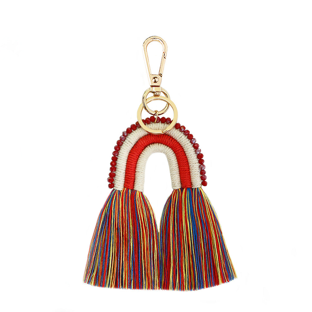 Wholesale Tassel Keychain Rice Bead Rope Weaving Manual Weaving